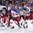COLOGNE, GERMANY - MAY 20: Canada's Calvin Pickard #31 follows the play while Chris Lee #42 and Nate MacKinnon #29 battle with Russia's Ivan Telegin #7 and Valeri Nichushkin #43 during semifinal round action at the 2017 IIHF Ice Hockey World Championship. (Photo by Andre Ringuette/HHOF-IIHF Images)

